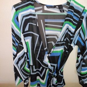 New York & Company Sheer Wrap Blouse